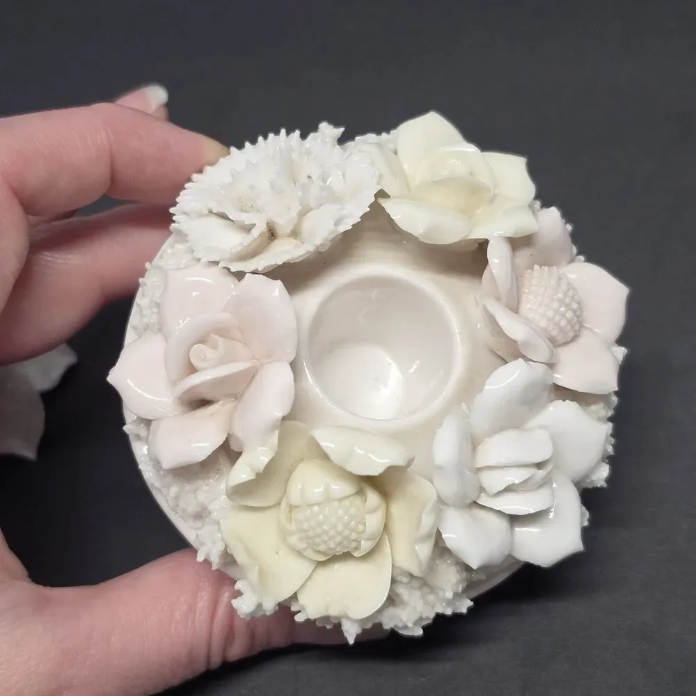 Ardalt Lenwile Verithin China Ceramic Flower Bouquet Dinner Taper Candle Holder
